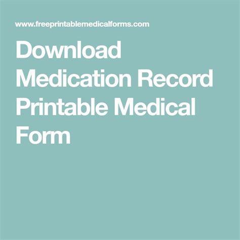 All the cool kids are doing it! Download Medication Record Printable Medical Form | Medical, Medical binder, Form