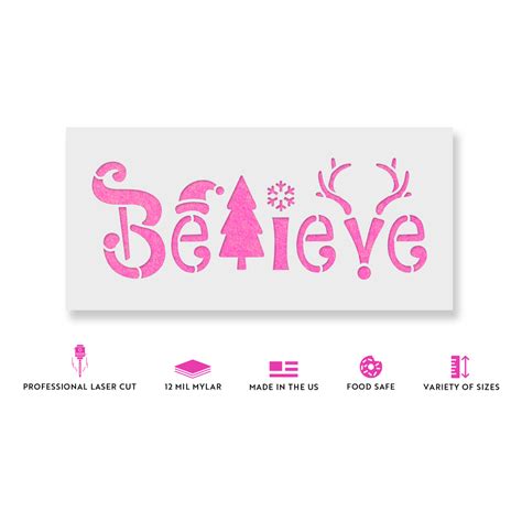 Believe Stencil For Holiday Diy Crafting Laser Cut With Fast Shipping