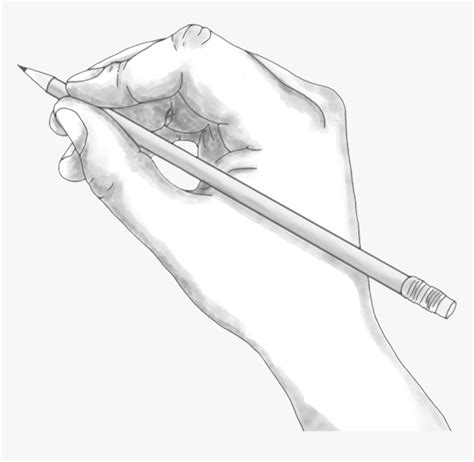 Hand Draw Art Gambar Tangan Memegang Pulpen Hd Png Download