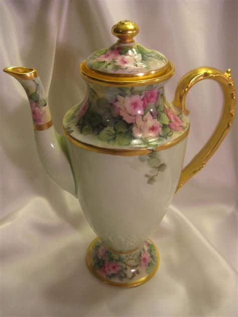 Victorian Roses Chocolate Cocoa Pot Antique Limoges France