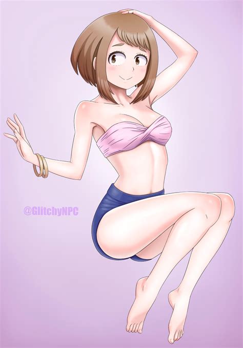 Ochako Uraraka Swimsuit By Glitchynpc On Deviantart Swimsuits Deviantart Disney Characters