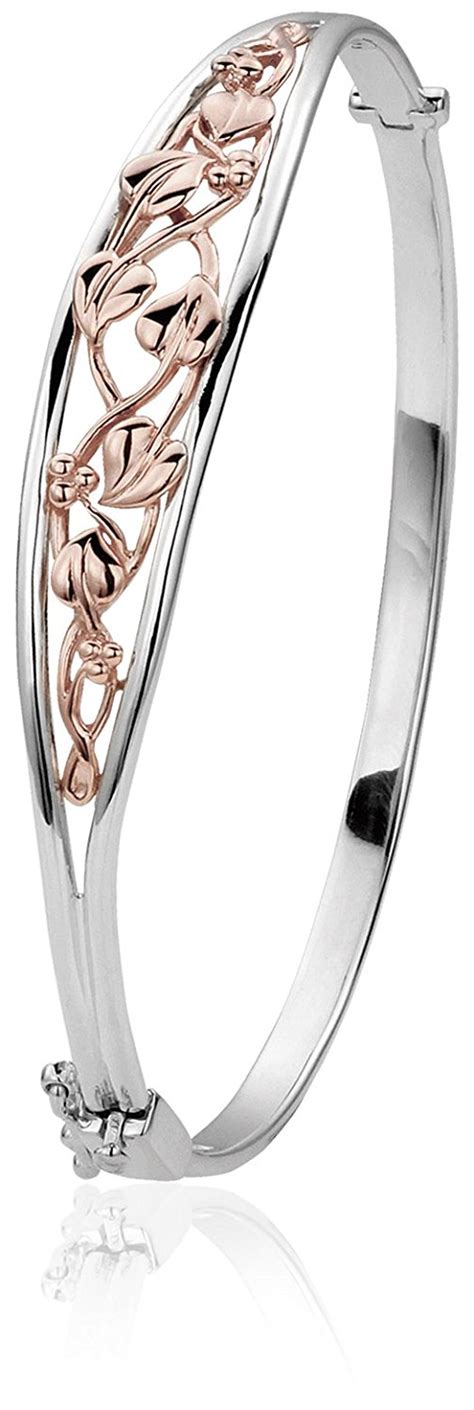 Clogau Gold Sterling Silver Tree Of Life Bangle With Ct Rose Gold