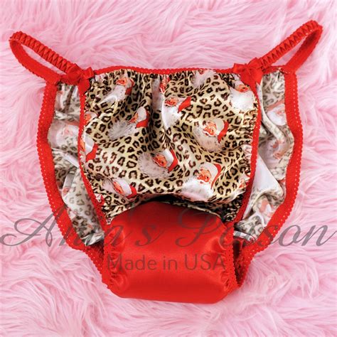 Ania’s Poison Christmas Edition Leopard Santa Print 100 Polyester Silky Soft String Bikini