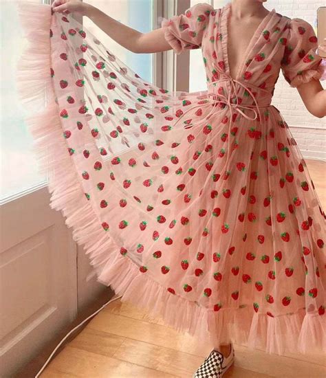 Tulle Strawberries Dress Sequins Dress Birthday Party Dress Etsy In