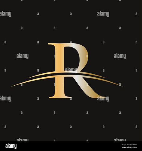 Initial Letter R Logotype Company Name Colored Gold Swoosh Design