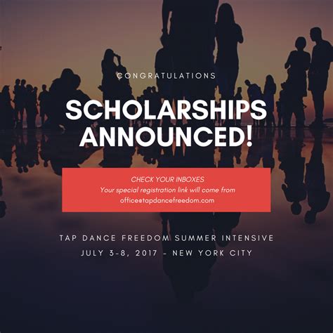 When you cannot afford fees for your university education you can apply for a scholarship. Scholarships Announced - Tap Dance Freedom