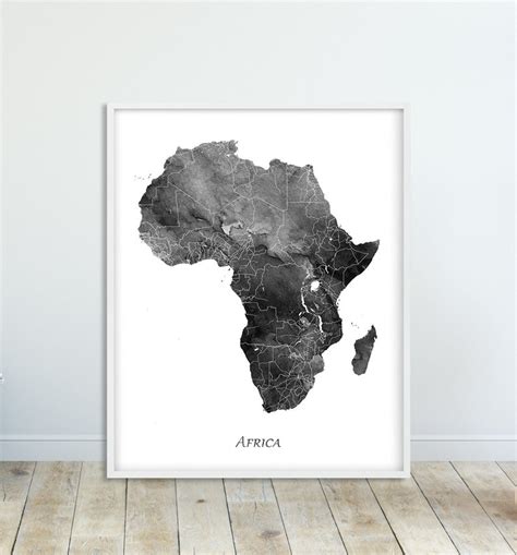 Africa Map Print Africa Decor Africa Wall Art Africa Etsy