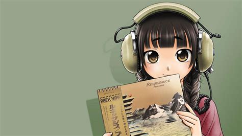 Cute Anime Girl Wearing Headphones Wallpaper Preview
