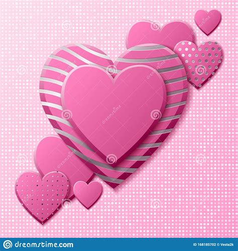 Valentinstag Hintergrund Mit Rosa Herzen Und Silberfarbenem Muster Silber Luxus Abdeckung Auf