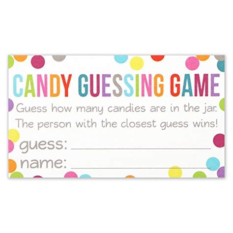 Guess how many in the jar game printable | instant this botanical themed guess how many game is the perfect activity to get your guests involved vintage jar of hearts 24.31 free printables and templates for mason jarssee all results for this questionhow many candy hearts are there in this jar. Candy Guessing Game Cards - Guess How Many in the Jar - Confetti Polka Dot Card 3.5 X 2 Inches ...