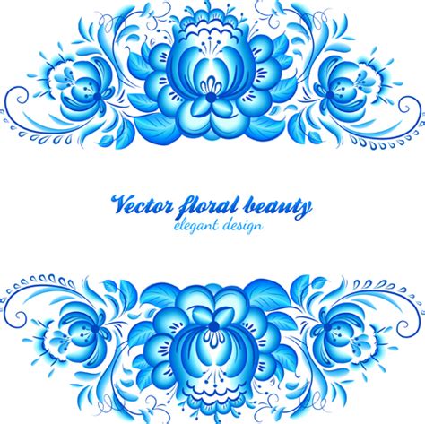 Elegant Blue Floral Pattern Background Vector 01 Free Download