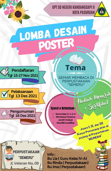 Lomba Desain Dan Mewarnai Poster Gemar Membaca Di Perpustakaan Upt Sd