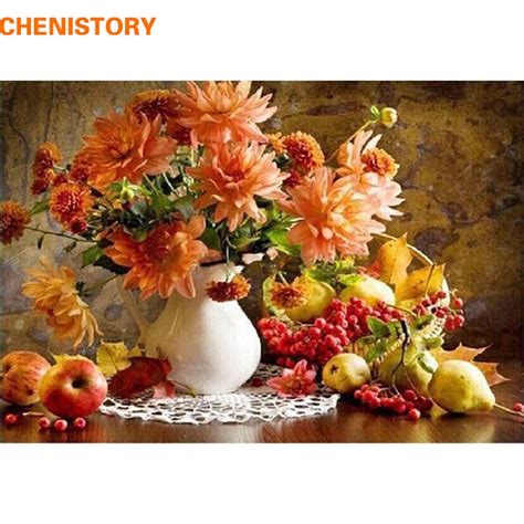 Chenistory Flower Landscape Diy Painting By Numbers Kits Drawing