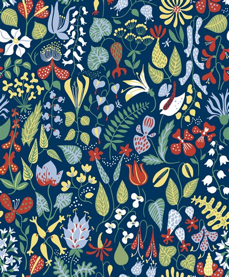 Stig Lindberg Herbarium Scandinavian Wallpaper Floral Print