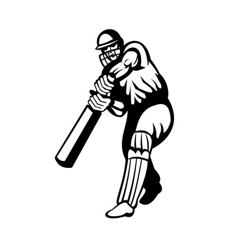 Cricket Batsman With Bat Batting Viewed From Front 1912963 Vector Art