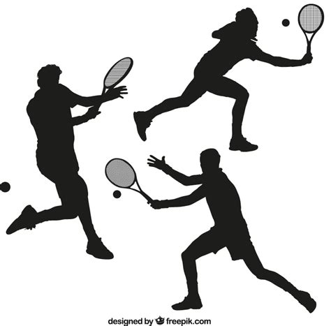 Tennis Player Silhouette Racket Tennis Silhouette Figures Vector