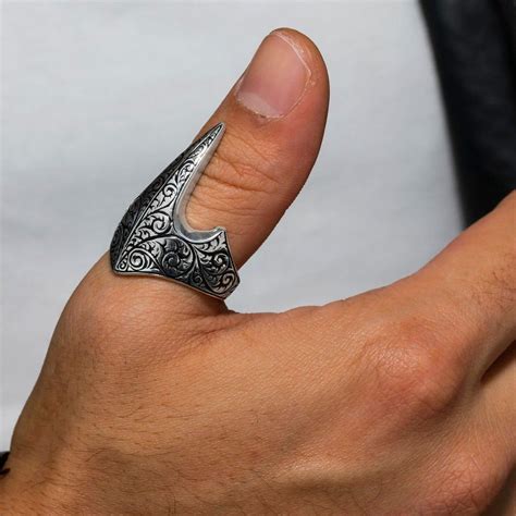 Turkish Ottoman Thumb Ring Solid 925 Sterling Silver Mens Etsy