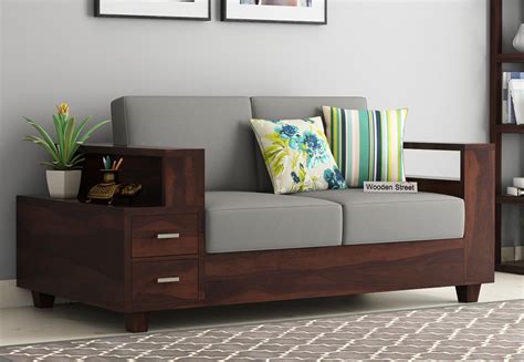 Staples or nails may be used for extra reinforcement, but never buy a sofa that's held together solely by staples, nails, or glue. Buy Solace 2 Seater Wooden Sofa (Walnut Finish) Online in ...