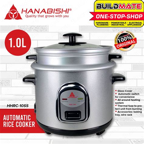 HANABISHI Rice Cooker With Steamer 1L 5 CUPS Silver Series HHRC 10SS