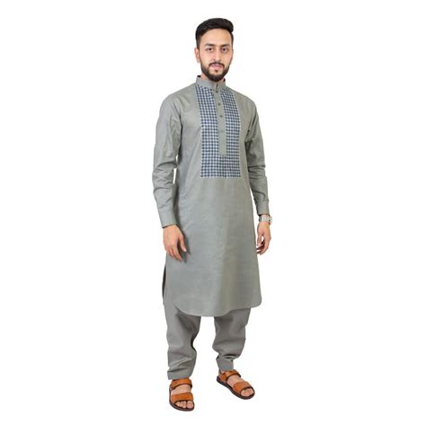 Afghan Mens Clothes Traditional Grey Dress Shalwar Kameez Aseel