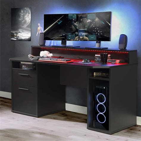 Restrelax Power Z Gaming Desk Led Lights Ergonomic Computer Desk Home