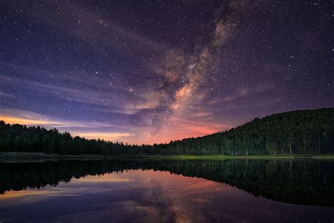Landscape Reflection Trees Lake Milky Way Wallpapers