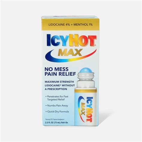 Icy Hot Max With Lidocaine Menthol Roll On 25 Oz