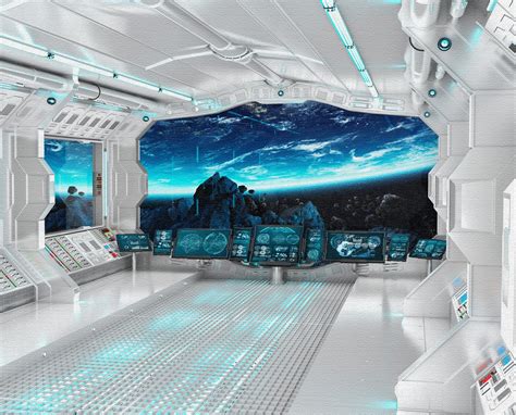Sci Fi Photo Art Lage Decor Wall Mural Futuristic Spaceship Etsy
