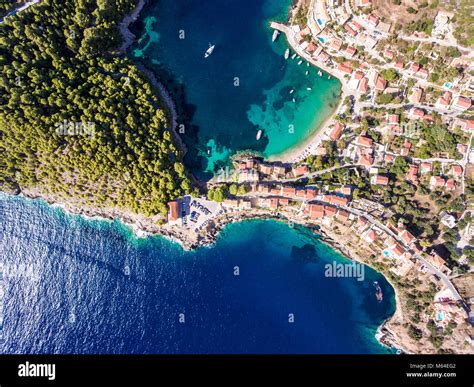 Kefalonia Assos Village In Greece As Seen From Above Stock Photo Alamy