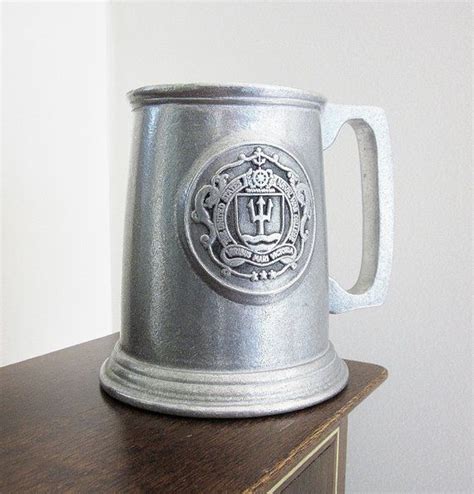 Us Military Naval War College Pewter Mug Vintage United States Navy Officers Memento Tankard Or