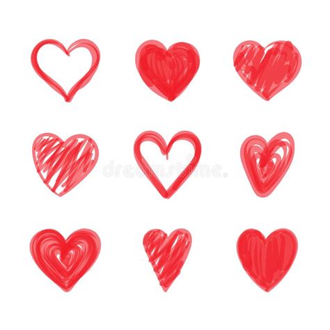 Vector Set Of Hand Drawn Hearts Valentines Day Illustration Icons Set