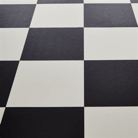 Mardi Gras 99 Dublin Blackwhite Chequered Tile Vinyl Flooring White