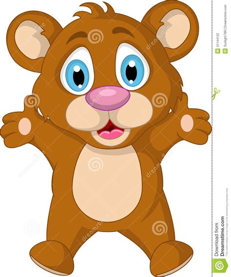 Cute Little Brown Bear Cartoon Expression Stock
