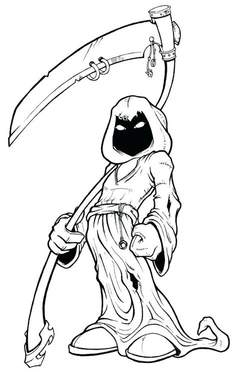 Cool Grim Reaper Pencil Drawings Easy Sketch Coloring Page