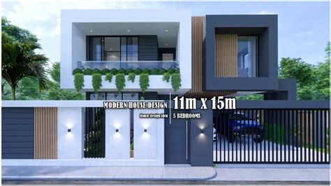 House Design Modern House 2 Storey 11m X 15m 5 Bedrooms Youtube