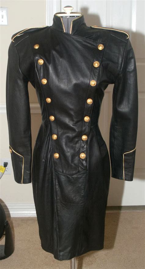 Ebay Leather North Beach Leather Military Style Dress In Rare Black