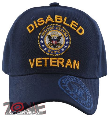 New Us Navy Disabled Veteran Round Shadow Cap Hat Navy