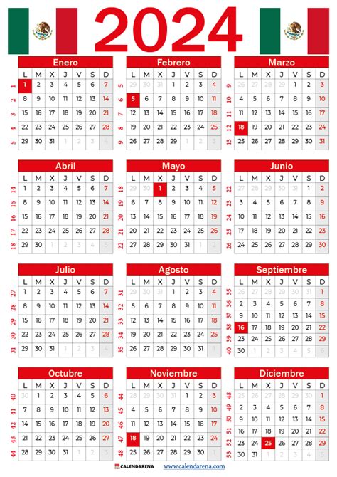 Calendario 2024 Con Dias Festivos Mexico Image To U
