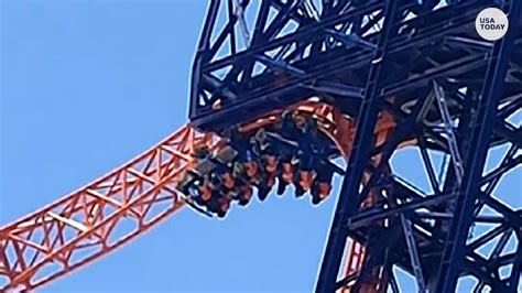 Crazy Moment Roller Coaster Stops Strands Riders Upside Down