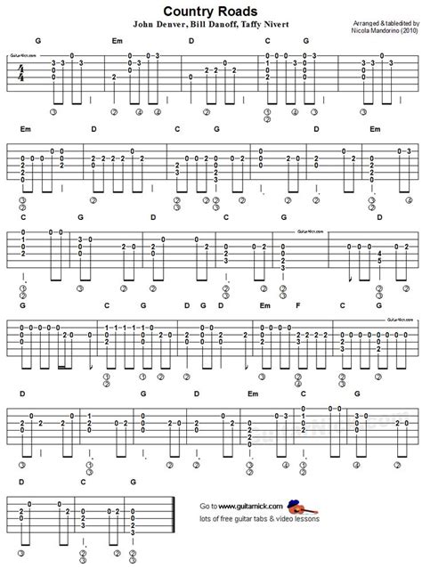 Let's get back to guitar and easy songs you can learn and play. Country Roads, John Denver - easy acoustic guitar tab #sheetmusic | Learn guitar, Guitar tabs ...