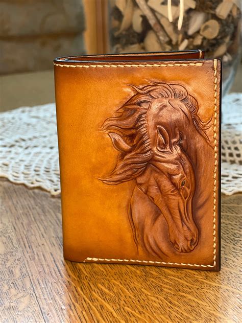 Horse Leather Art Carving Wallet Etsy In 2023 Leather Art Leather