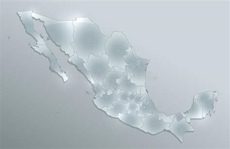 Znaczące i duże utrudnienia, miasto zakorkowane. Polityczna Mapa Meksyk Z Imionami Ilustracja Wektor ...