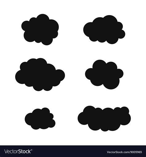 Clouds Silhouettes Black Cloud Icons Set Vector Image