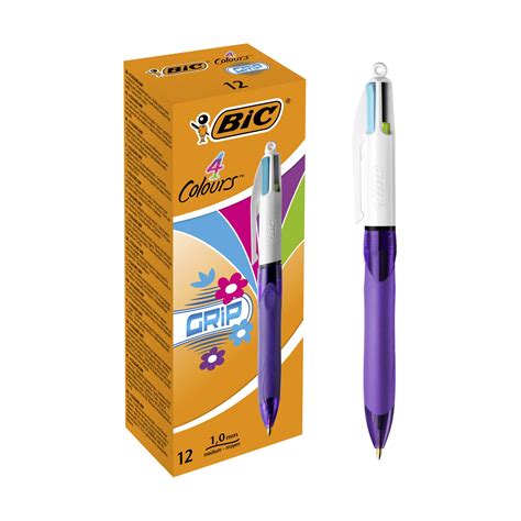 Bic 4 Colour Ballpoint Pen Turquoisepinkpurplelime Green Supplies