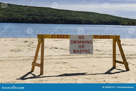 No Swimming Sign At Lake Stock Image Image Of Beach 54682167