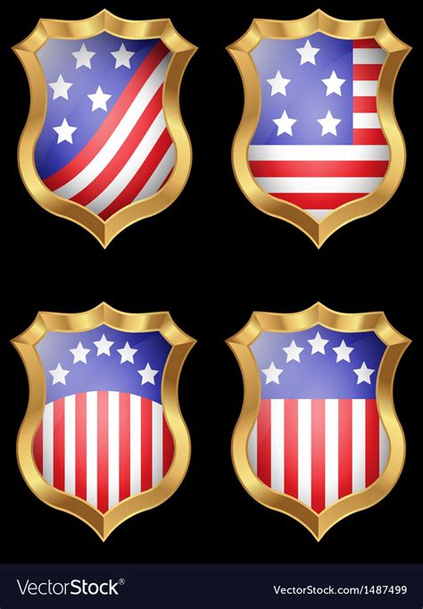 American Flag On Metal Shiny Shield Royalty Free Vector