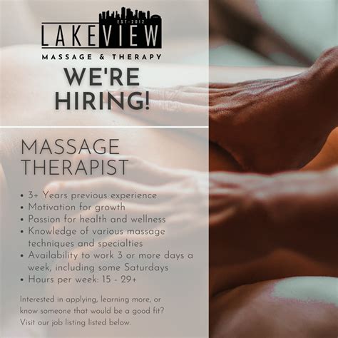 Were Hiring Are You Or Lakeview Massage And Therapy Facebook