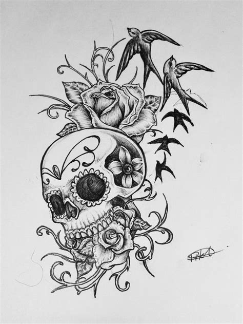 Tattoos realistic rose tattoo rose drawings rose outline drawing. Free Simple Skull Tattoos Designs, Download Free Simple ...