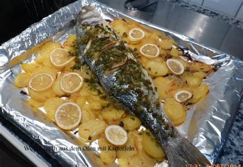 Wolfsbarsch aus dem Ofen mit Kartoffeln Rezept