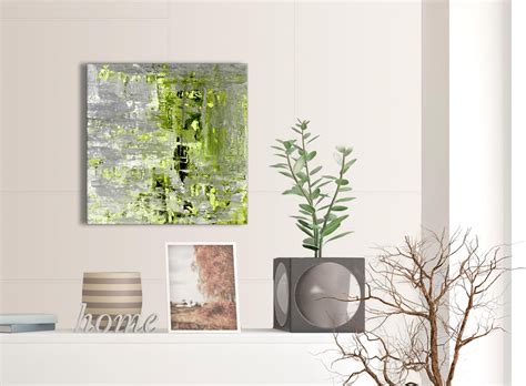Find this pin and more on prints and posters by papayaposters. Lime Green Grey Abstract Painting Wall Art Print Canvas ...
